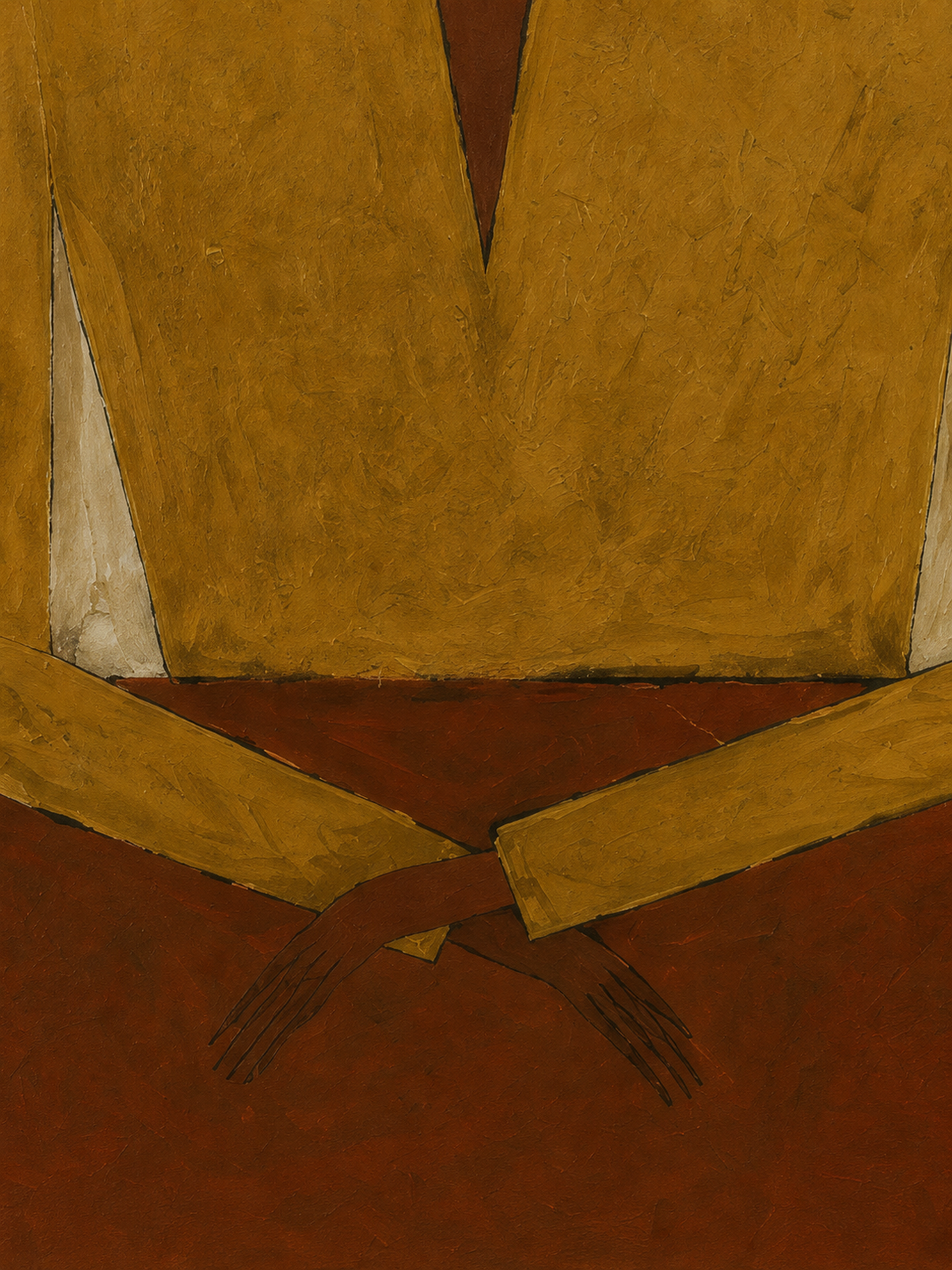 Abstract Figurative Oil Painting In Earth Tones For Mid Century Modern Home Decor