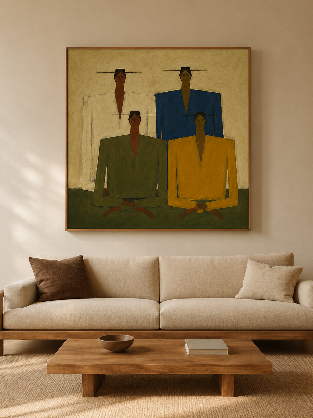 Abstract Figurative Painting With Earth Tones For Modern Living Room Wall Decor