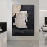 Large Black Abstract Painting Black and Beige abstract art Black and Beige Textured wall art