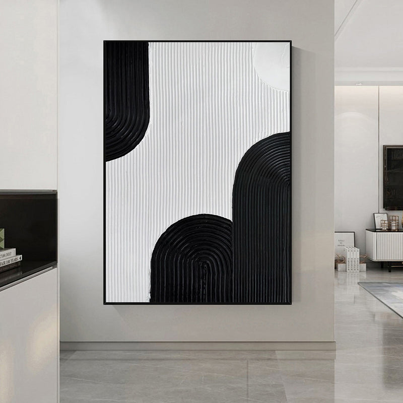 Large Black and white Abstract Painting Black and white wall art Black and white 3D Textured Painting