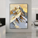 golden Snow mountain painting Snow mountains artwork mountain landscape painting.