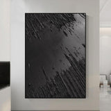 Large Black Abstract Painting Black wall art Black plaster art Black textured wall art 