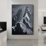 Black Snow mountain painting Black Snow mountain Abstract Painting Black mountain landscape painting