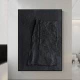 Large Black Abstract Painting Black wall art Black plaster art Black textured wall art