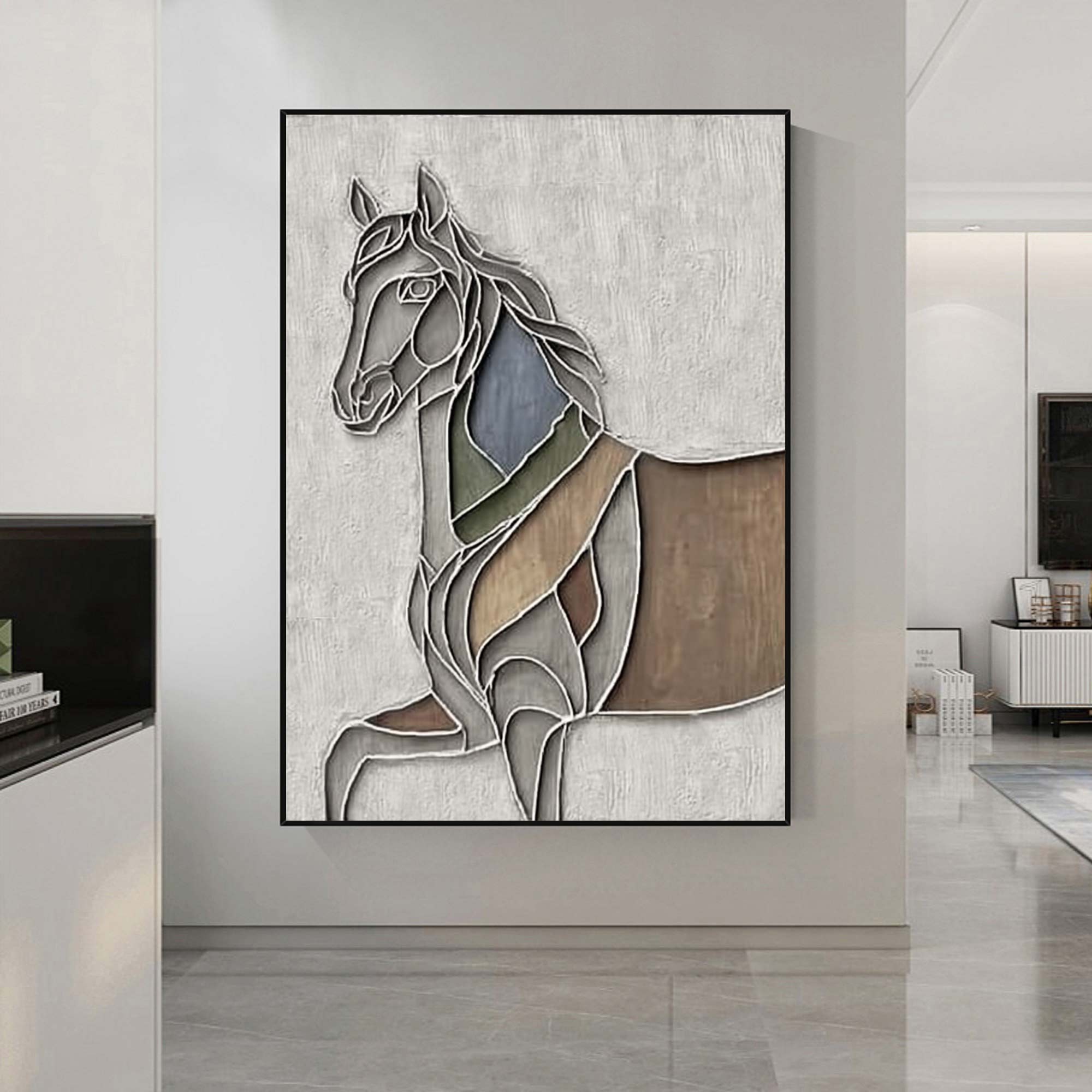 Horse Abstract wood Sculpture art Horse Textured Sculpture wall decor 