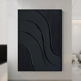 Black wall art Black wall decor Black Abstract art Black 3D Textured Painting