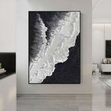 Large Black and white Waves Abstract Painting Black and white Waves Textured Painting