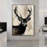 Deer wall decor Deer Canvas Wall Art Deer Abstract Painting Deer Painting