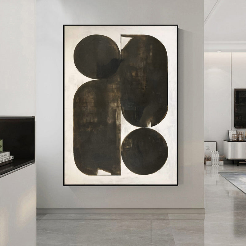 Black and Beige Minimalist Painting Black abstract Art Black Beige wall art Black Beige Painting