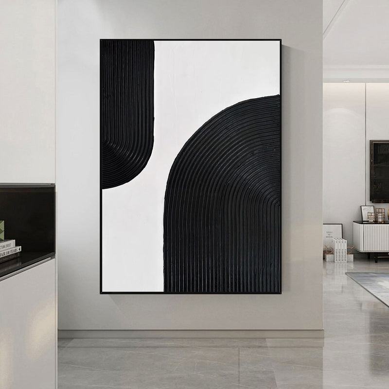 Large Black and white Abstract Painting Black and white wall art Black and white 3D Textured Painting