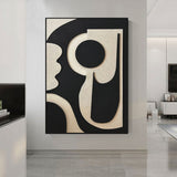 Black and Beige Minimalist Painting Black abstract Art Black Beige wall art Black Beige Painting