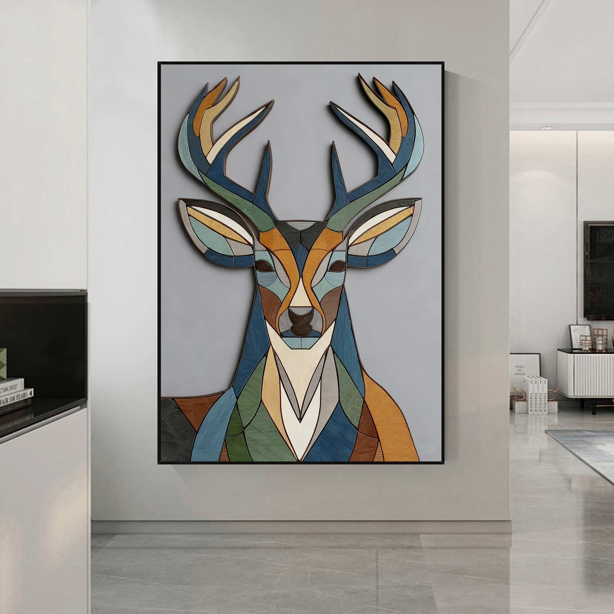 Modern polygonal deer wall hanging Housewarming gift deer wall art