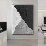 Large Black and white Abstract Painting Black and white wall art Black and white 3D Textured Painting