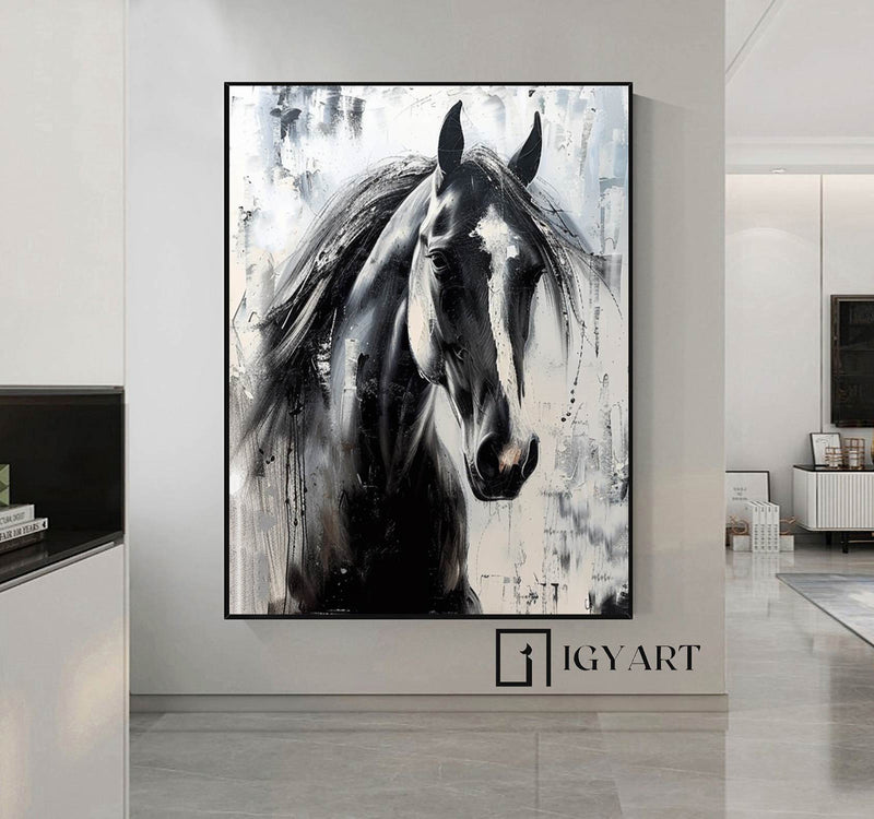 Horse head painting Horse Oil Painting Horse Abstract painting Animal Painting Hand-painted horse head painting