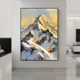 golden Snow mountain painting Snow mountains artwork mountain landscape painting.