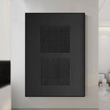 Black 3D Textured Painting Black 3D Minimalist Painting Large Black Abstract Painting