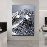 Black and White Snow mountain painting Snow mountain Abstract Painting Black and White mountain landscape painting