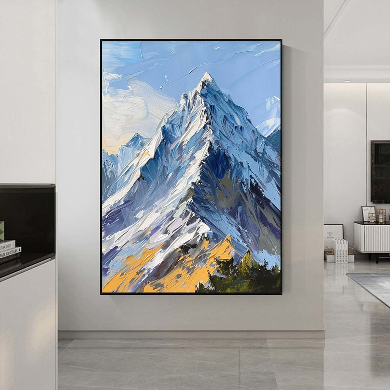 Snow mountain painting Large blue Snow mountain Abstract Painting mountain landscape painting