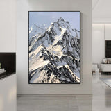 Snow mountain Abstract Painting Black and White Snow mountain painting Black and White mountain landscape painting