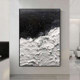 Black and white 3D Textured Painting Black and white 3D Minimalist Painting Large Black and white Abstract Painting