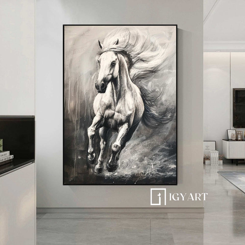 Horse Painting Animal Painting Running Horse Painting Horse Oil Painting Horse Wall Art