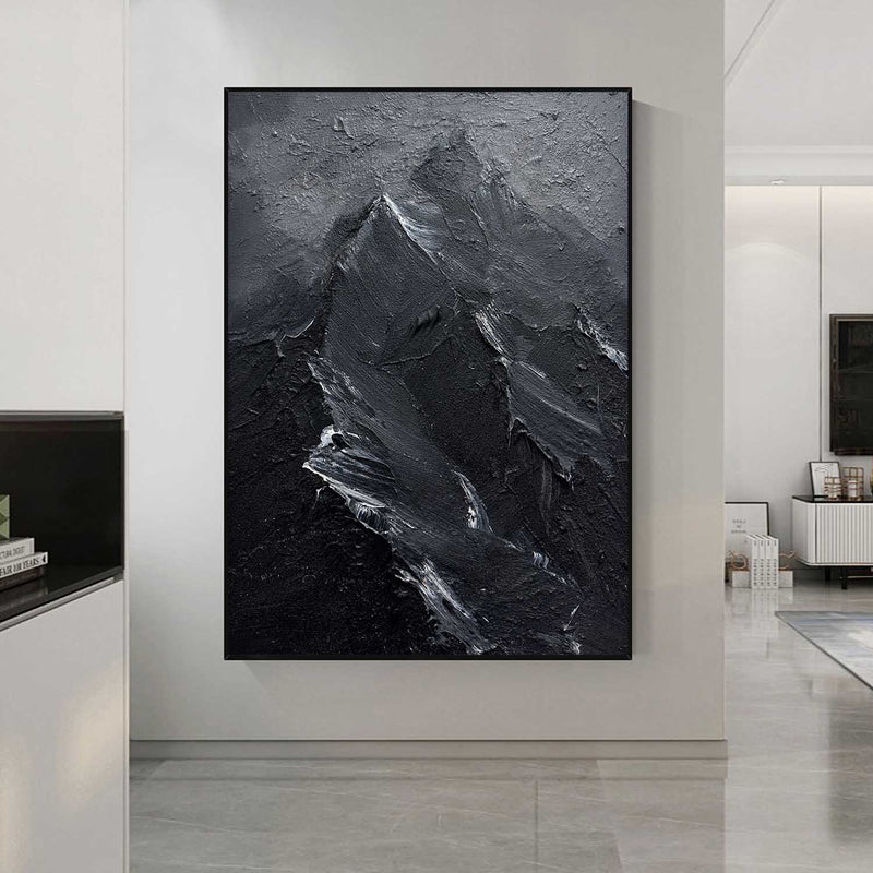 Black and White Snow mountain painting Snow mountain Abstract Painting Black and White mountain landscape painting