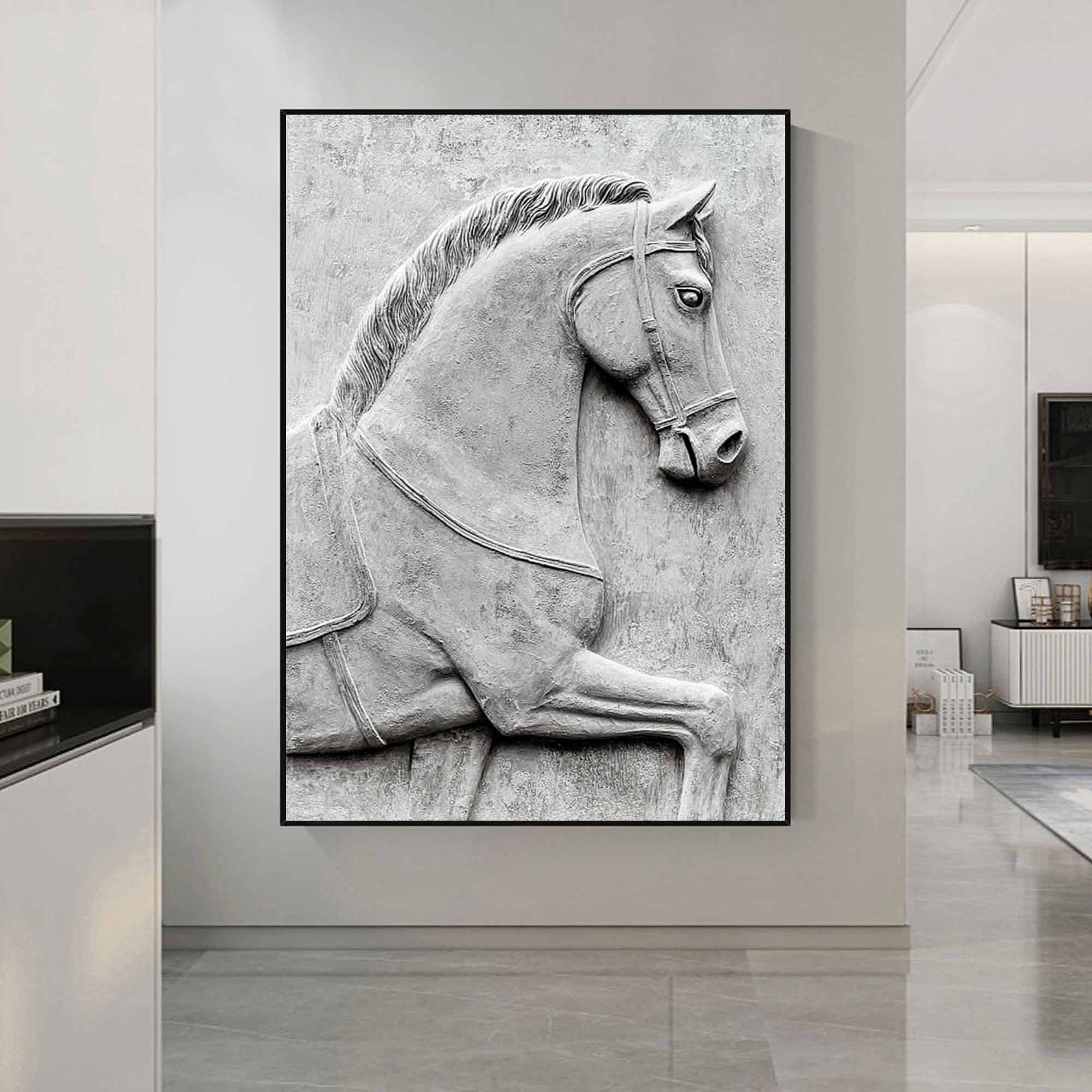 Horse 3D Textured Sculpture wall decor Horse Abstract wooden art 