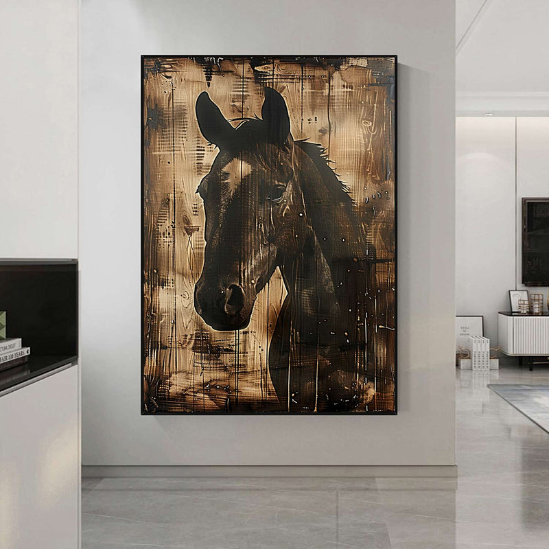 Horse oil painting, brown horse painting, horse head painting, brown horse head painting