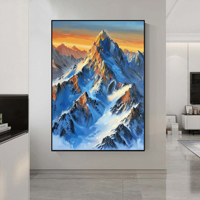 Snow mount paintings blue Snow mountains artwork Snow mountain painting mountain landscape art