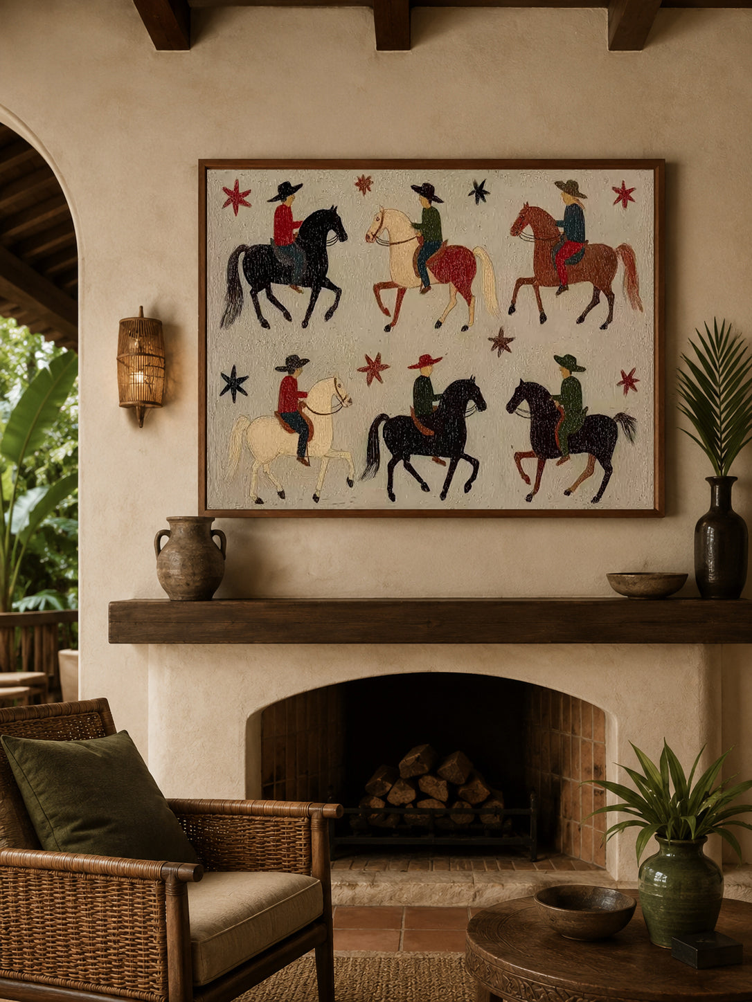 Western Cowboy Art, Cowboy Horse Painting, Southwestern Decor, Ranch Wall Art, Vintage Western Art