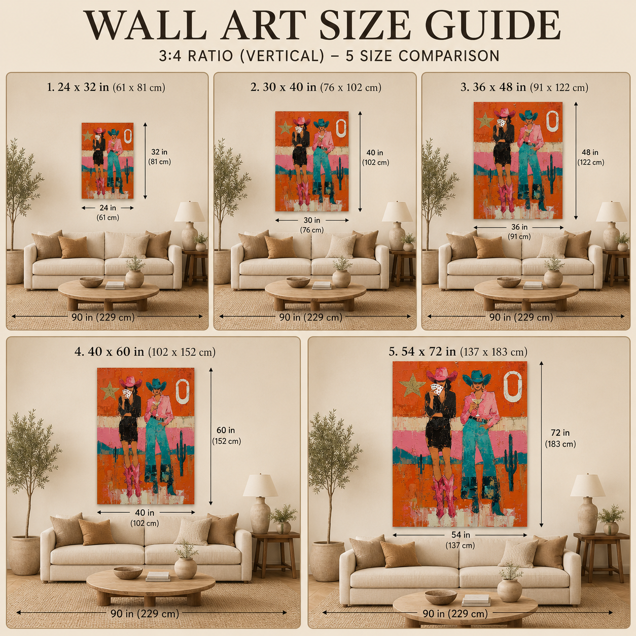 Vibrant Pop Art Painting Of Two Women In Cowboy Hats Unique Wall Decor