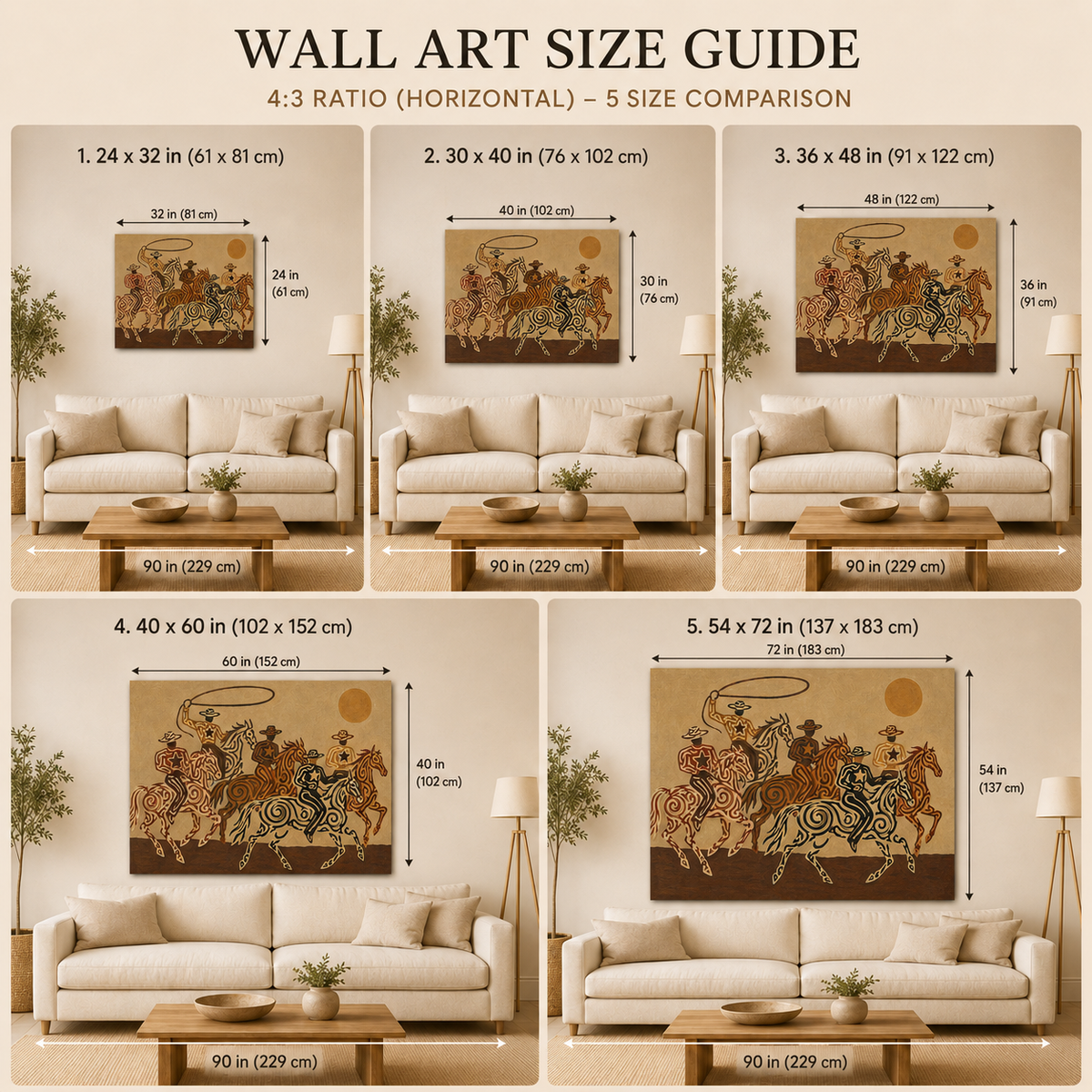 Cowboy And Horse Canvas Painting Hand-Painted Western Art In Brown Tones