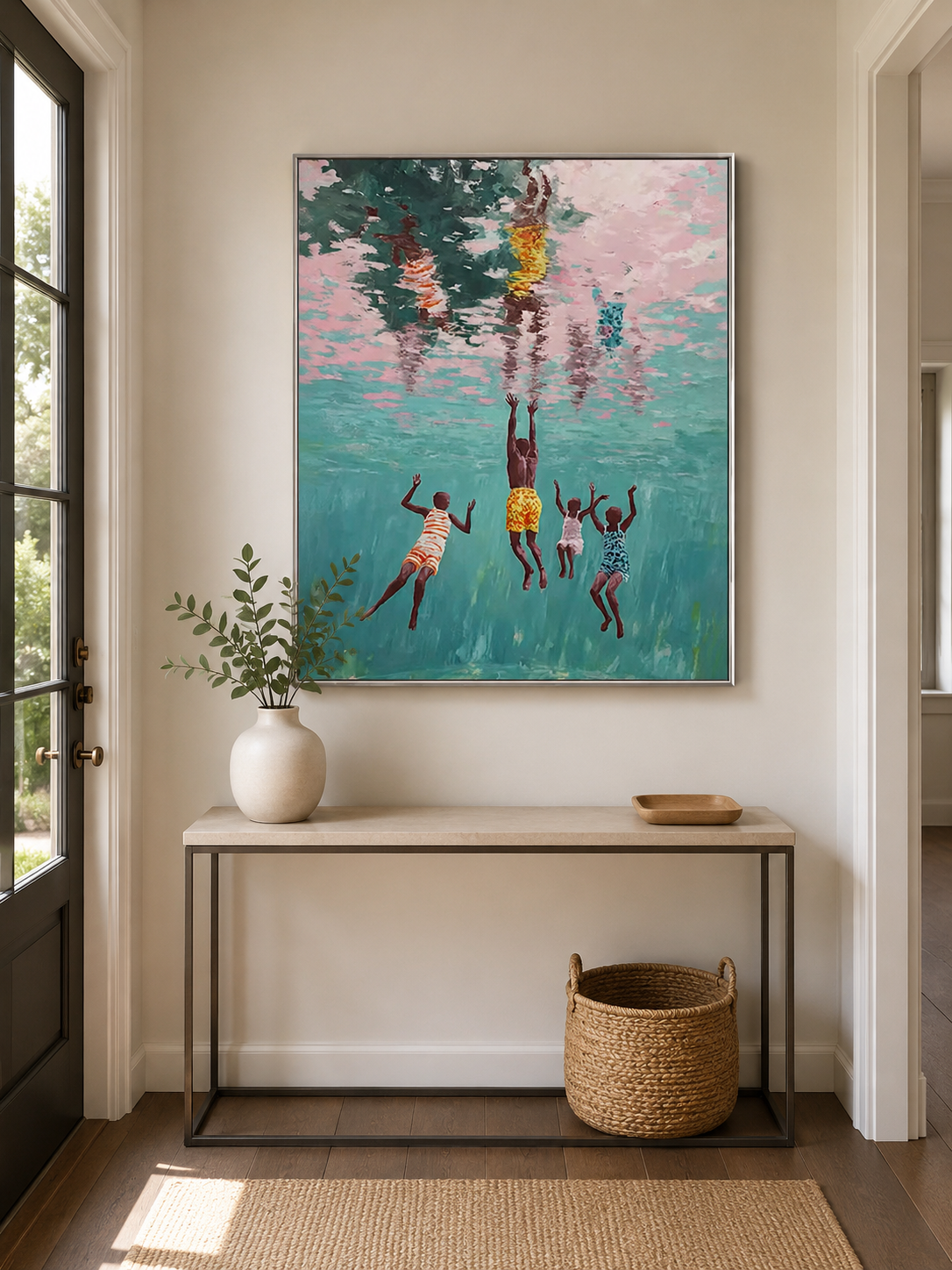 Summer Swimming Pool Art For Modern Green Living Room And Kids Decor