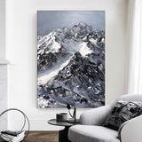 Black and White Snow mountain painting Snow mountain Abstract Painting Black and White mountain landscape painting