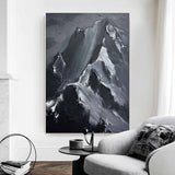 Black Snow mountain painting Black Snow mountain Abstract Painting Black mountain landscape painting