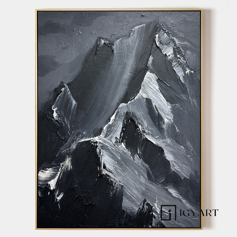 Black Snow mountain painting Black Snow mountain Abstract Painting Black mountain landscape painting