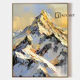 golden Snow mountain painting Snow mountains artwork mountain landscape painting.