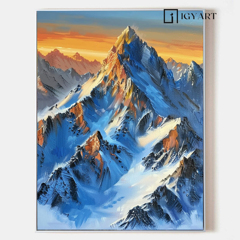 Snow mount paintings blue Snow mountains artwork Snow mountain painting mountain landscape art