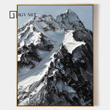 Snow mountain Abstract Painting Black and White Snow mountain painting Black and White mountain landscape painting