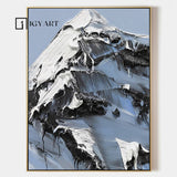 Black and White Snow mountain painting Snow mountain Abstract Painting Black and White mountain landscape painting