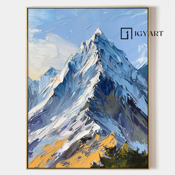 Snow mountain painting Large blue Snow mountain Abstract Painting mountain landscape painting