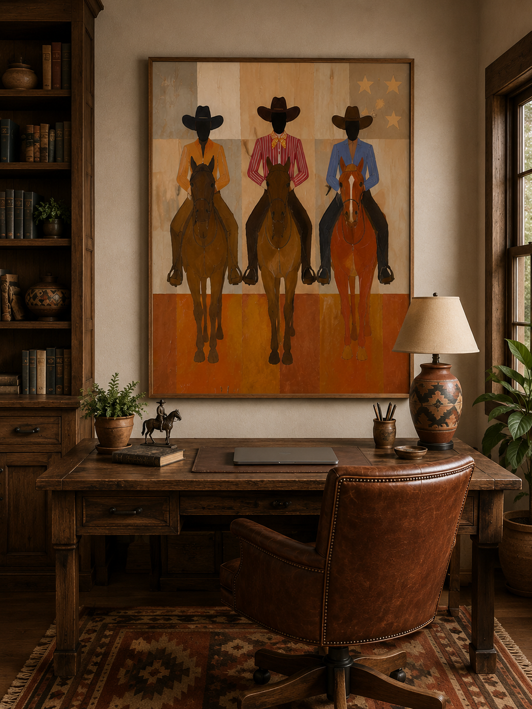 Vintage Cowboy Horse Art Three Riders On Horses Canvas Art Unique Animal Themed Wall Decor For Home