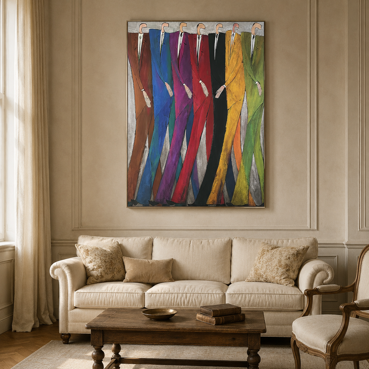 Colorful Abstract Men In Suits Painting For Modern Living Room Wall Art Decor