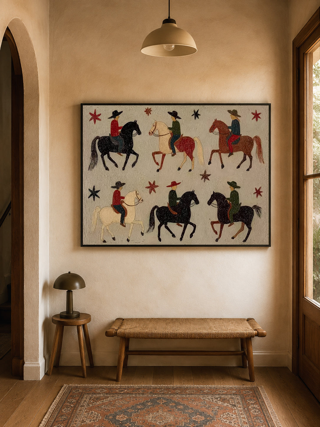 Western Cowboy Art, Cowboy Horse Painting, Southwestern Decor, Ranch Wall Art, Vintage Western Art