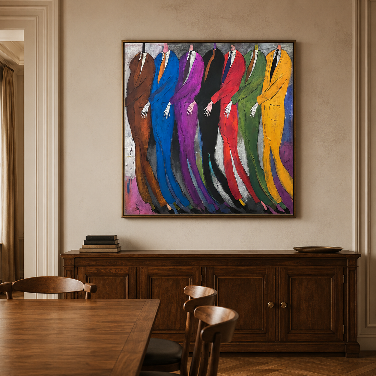 Modern Abstract Men Art Gift Colorful Suits Painting For Office Decor