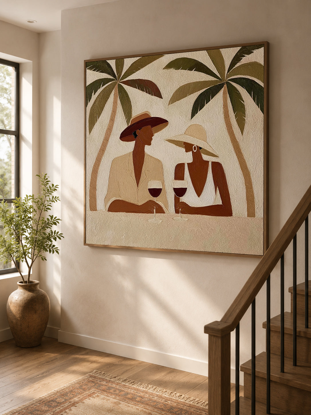 Bohemian Tropical Couple Art Tropical Couple Art For Beach Resort Style Home Wall Decor