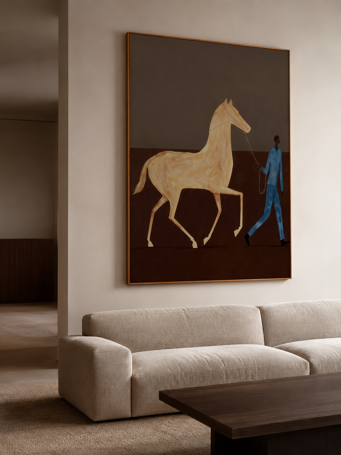 Original Figurative Animal Oil Painting Of Horse And Handler On Canvas