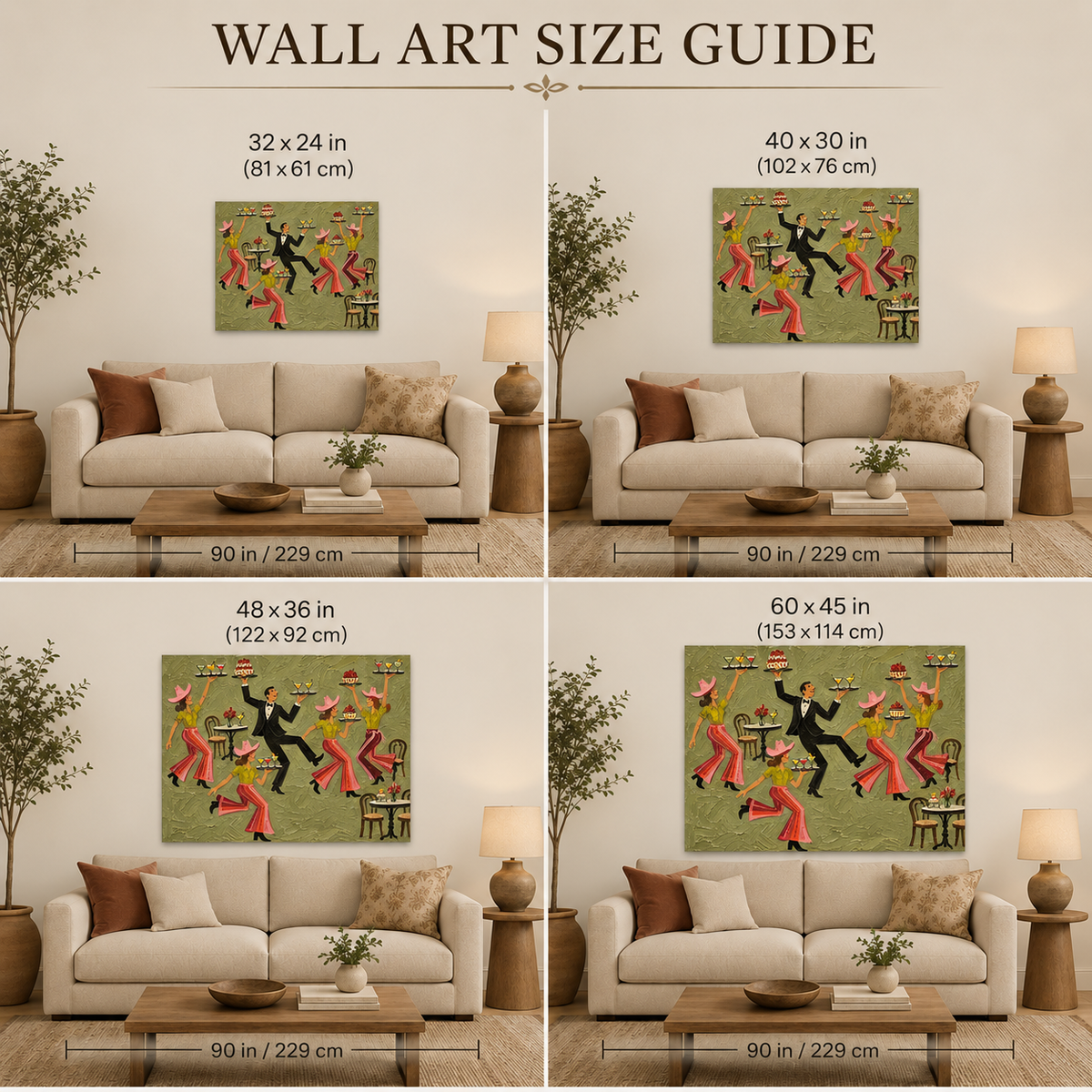 Sage Green Parisian Cafe Wall Art, French Bistro Waiter Painting Restaurant Dining Art