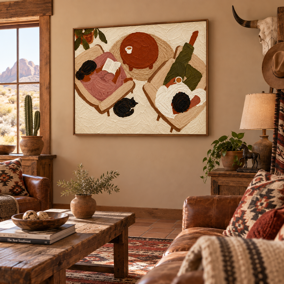Cat Lover Wall Art、Couple And Cat Art、Cozy Home Wall Art、Reading Nook Art