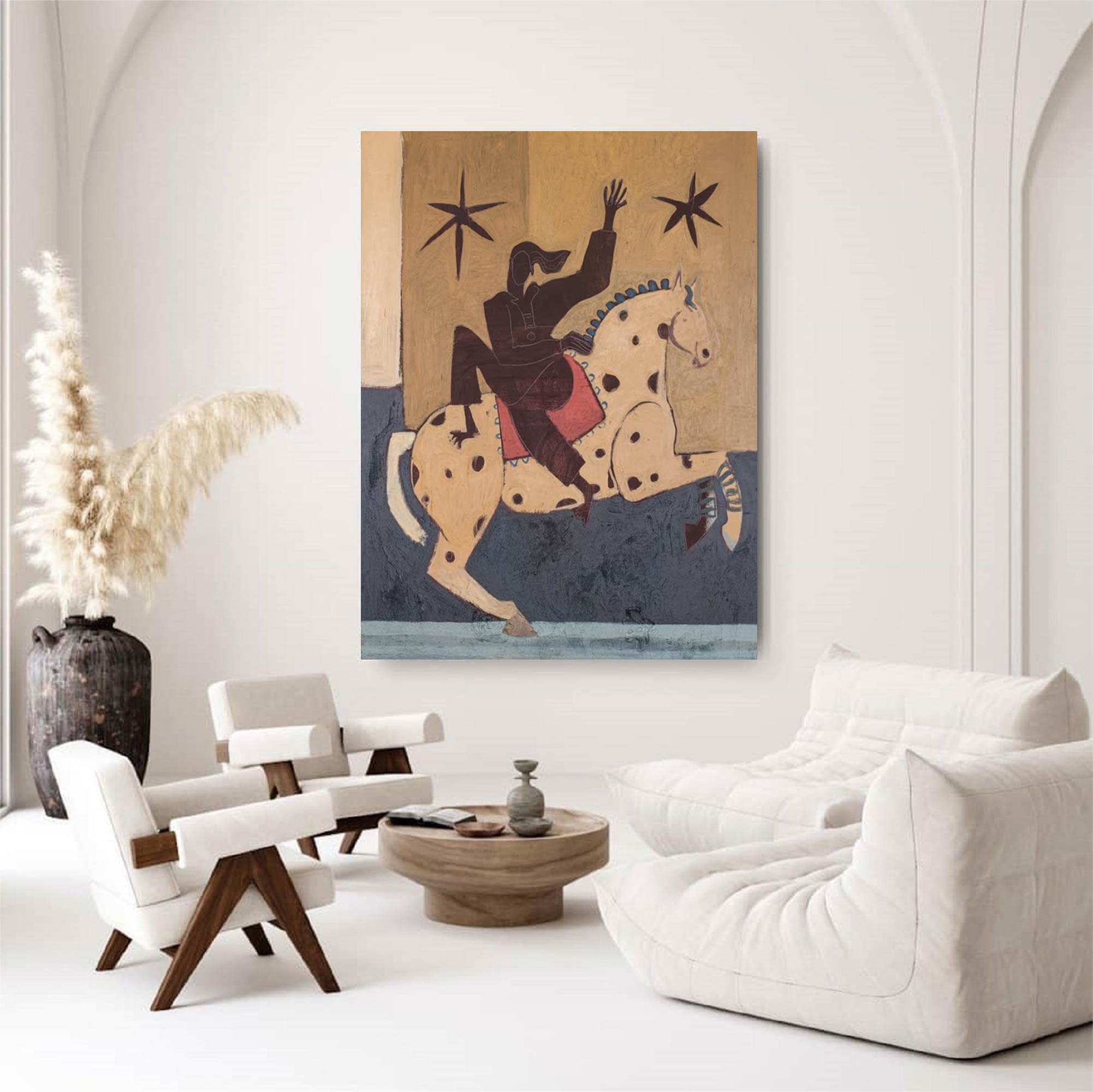 Surreal Horse Art Painting Whimsical Figure & Horse Painting 